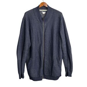 Carbon 2 Cobalt Jacket Mens XXL Blue Thick Knit 100% Cotton Full Zip Sweater